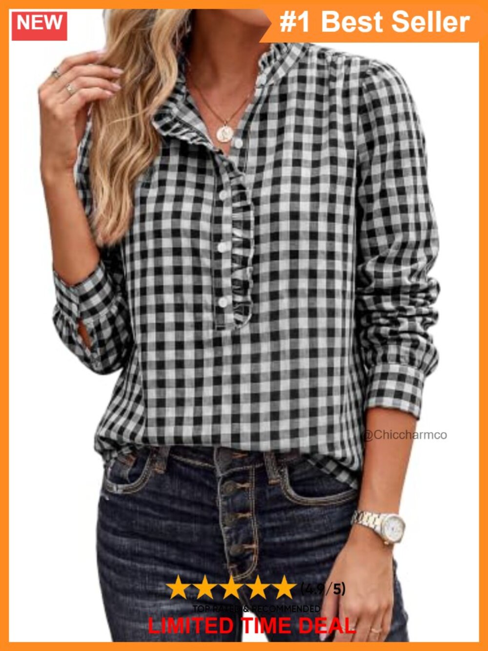Womens Cotton Button Down Plaid Shirt Long Sleeve Casual Blouse